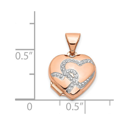 14K Roségold 14K Roségold mit Weiß Rhodium 12mm Herz Medaillon