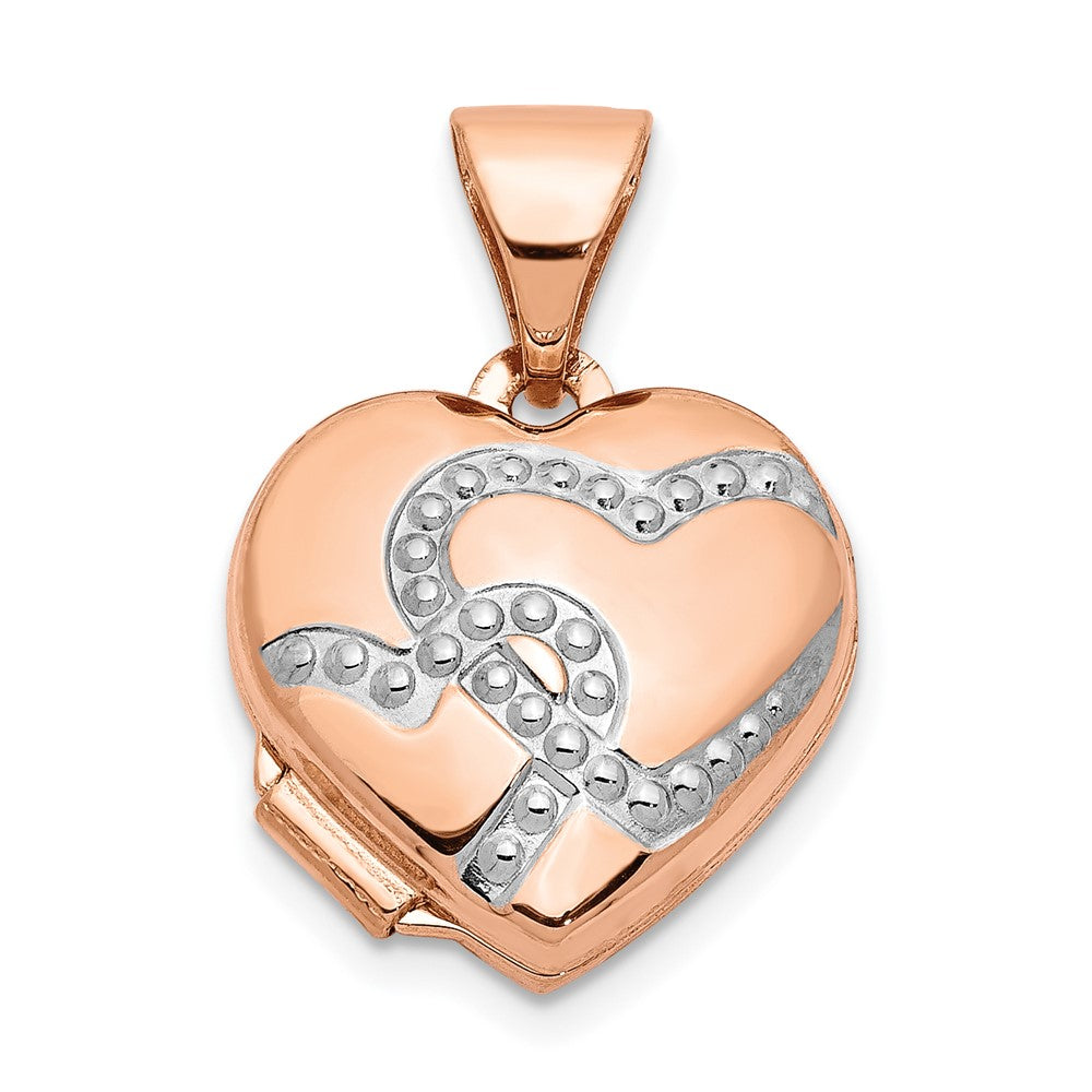14K Roségold 14K Roségold mit Weiß Rhodium 12mm Herz Medaillon
