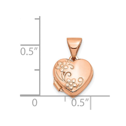 14K Roségold 14K Roségold 10mm Blumen Herz Medaillon
