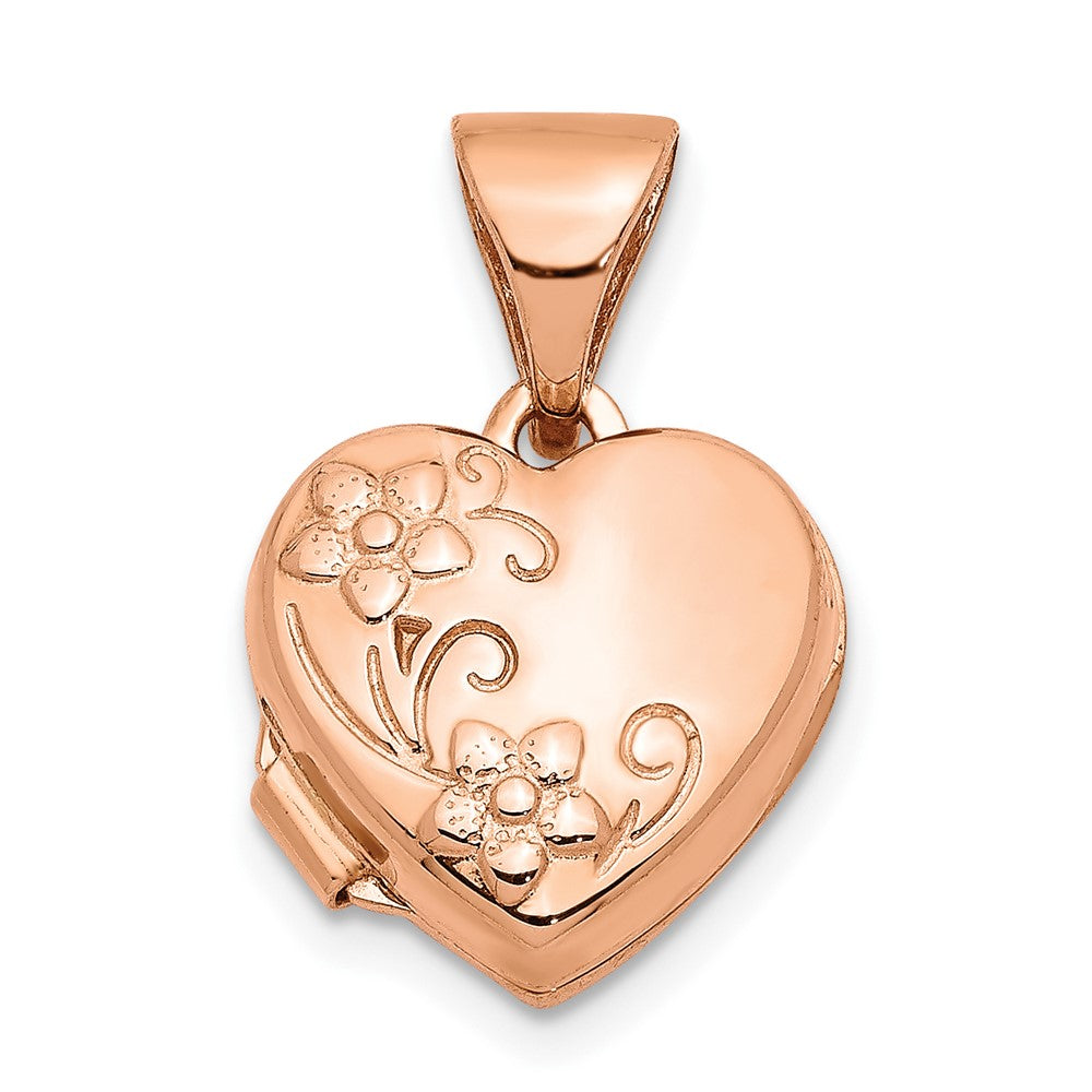 14K Roségold 14K Roségold 10mm Blumen Herz Medaillon