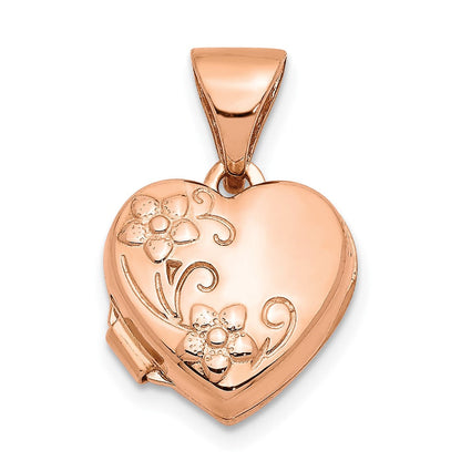 14K Roségold 14K Roségold 10mm Blumen Herz Medaillon