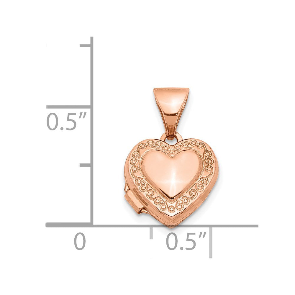 14K Roségold 14K Roségold Poliert 10mm Herz-shaped Scrolled Medaillon