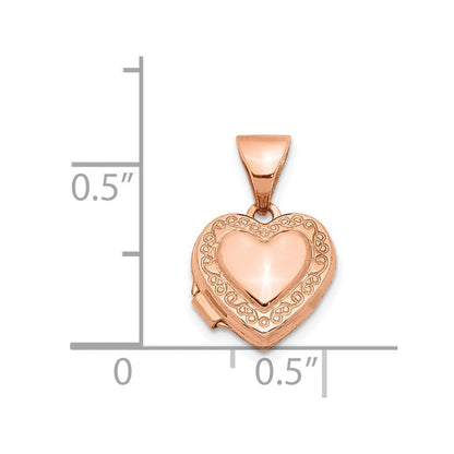 14K Roségold 14K Roségold Poliert 10mm Herz-shaped Scrolled Medaillon