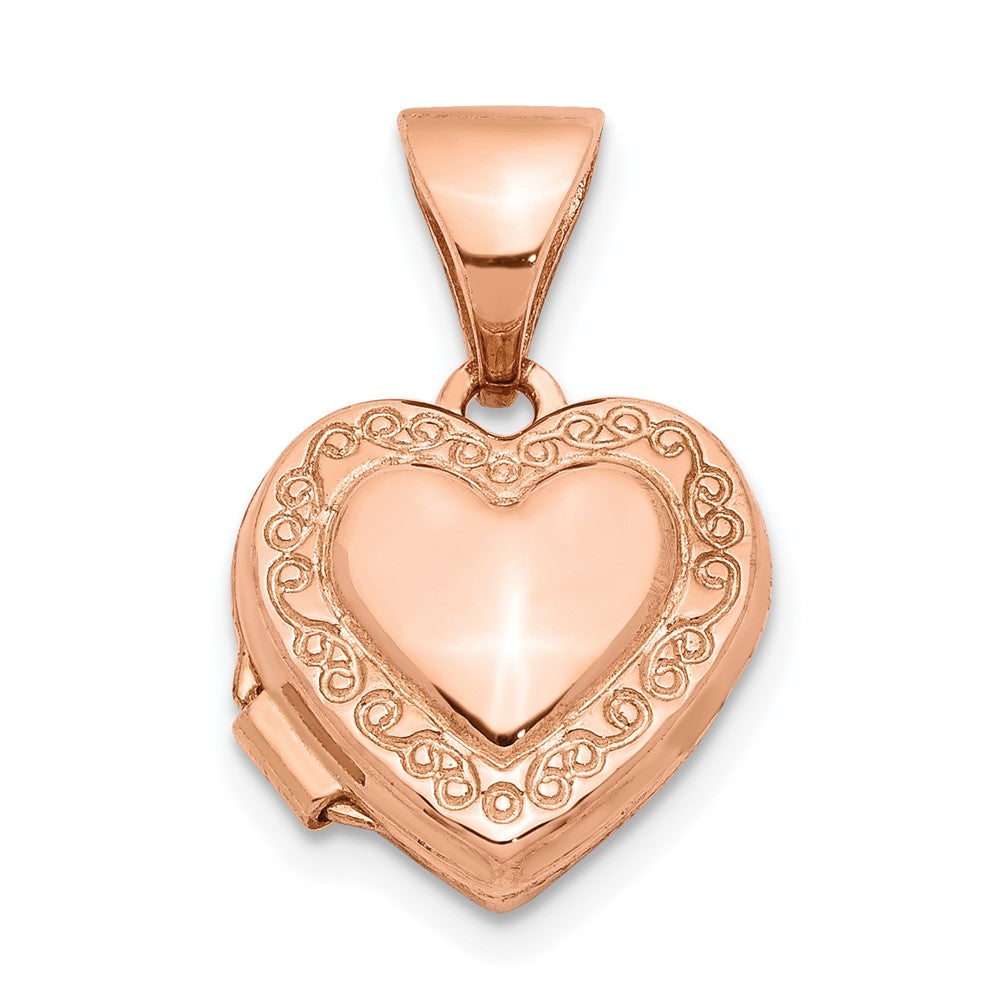 14K Roségold 14K Roségold Poliert 10mm Herz-shaped Scrolled Medaillon