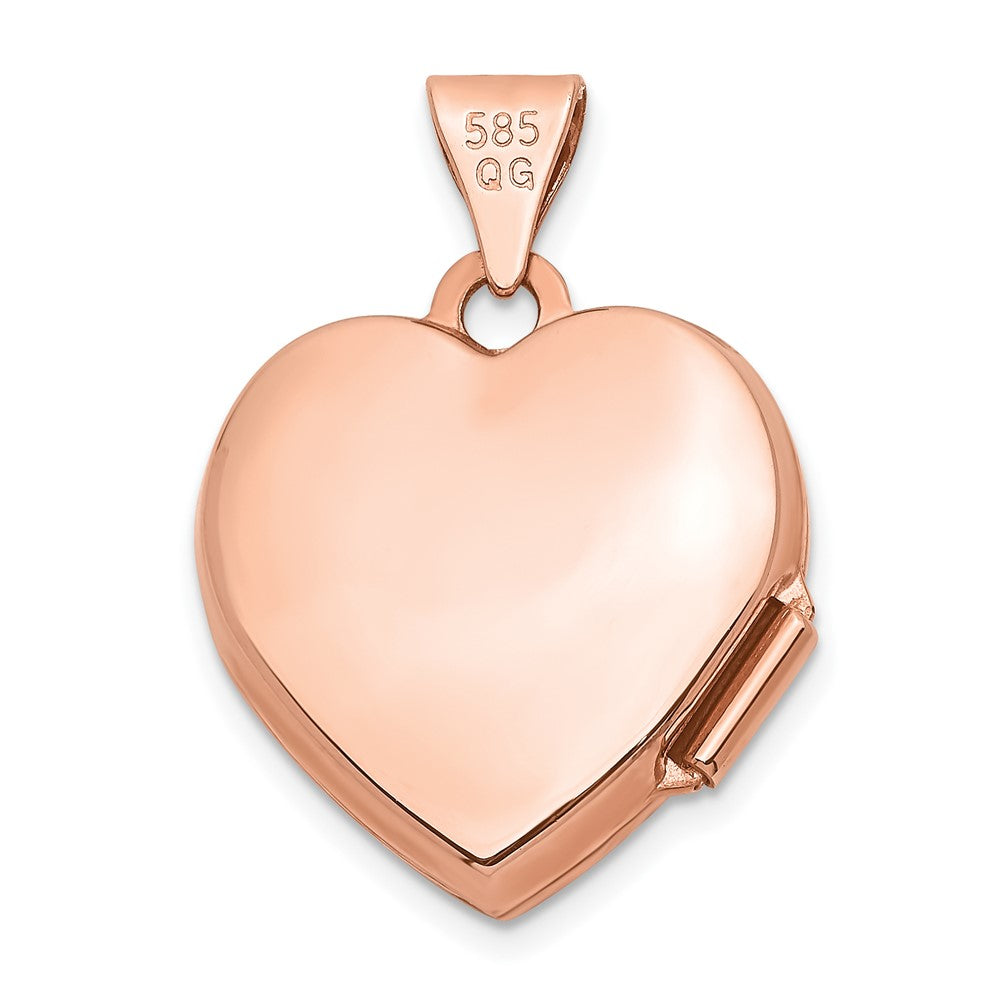 14K Roségold 14K Roségold 15mm Blumen Herz Medaillon