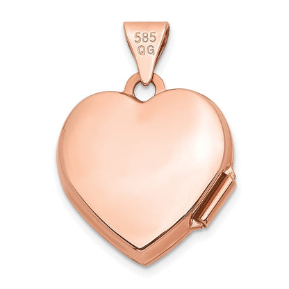14K Roségold 14K Roségold 15mm Blumen Herz Medaillon