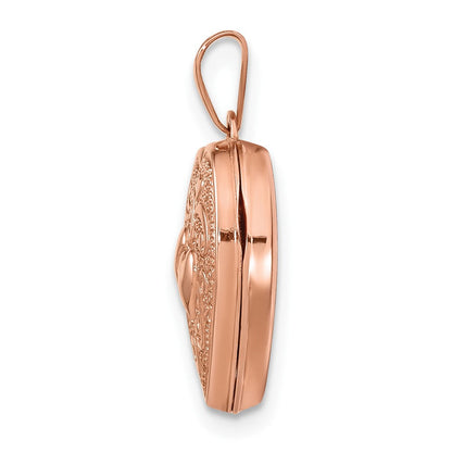 14K Roségold 14K Roségold Strukturiert Doppelt Herz Ranke Design 15mm Herz Medaillon