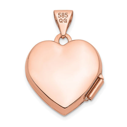 14K Roségold 14K Roségold Strukturiert Doppelt Herz Ranke Design 15mm Herz Medaillon