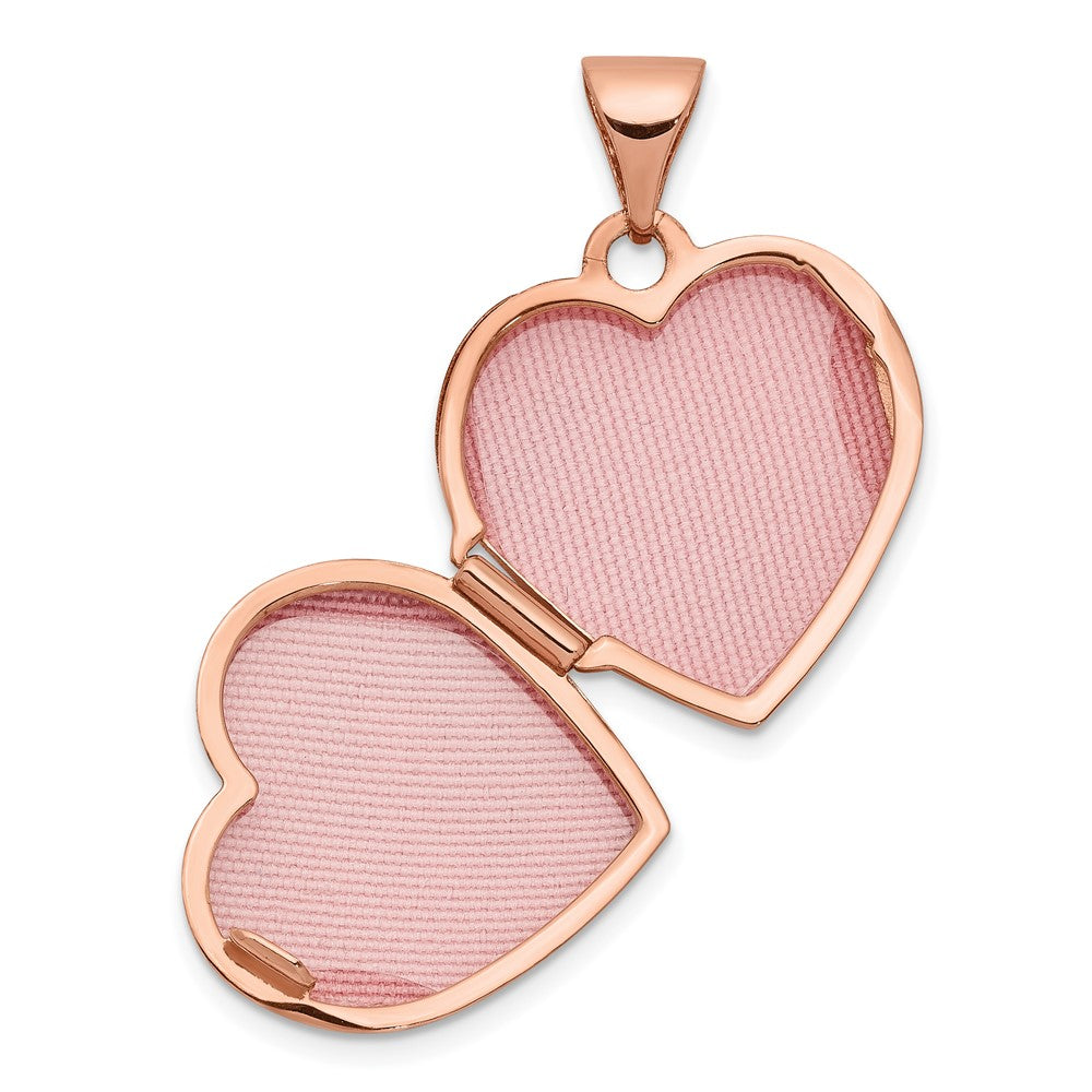 14K Roségold 14K Roségold Strukturiert Doppelt Herz Ranke Design 15mm Herz Medaillon