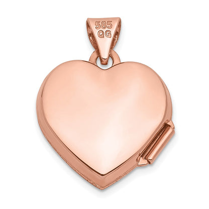 14K Roségold 14K Roségold Diamant Poliert 15mm Herz Medaillon