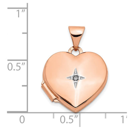 14K Roségold 14K Roségold Diamant Poliert 15mm Herz Medaillon