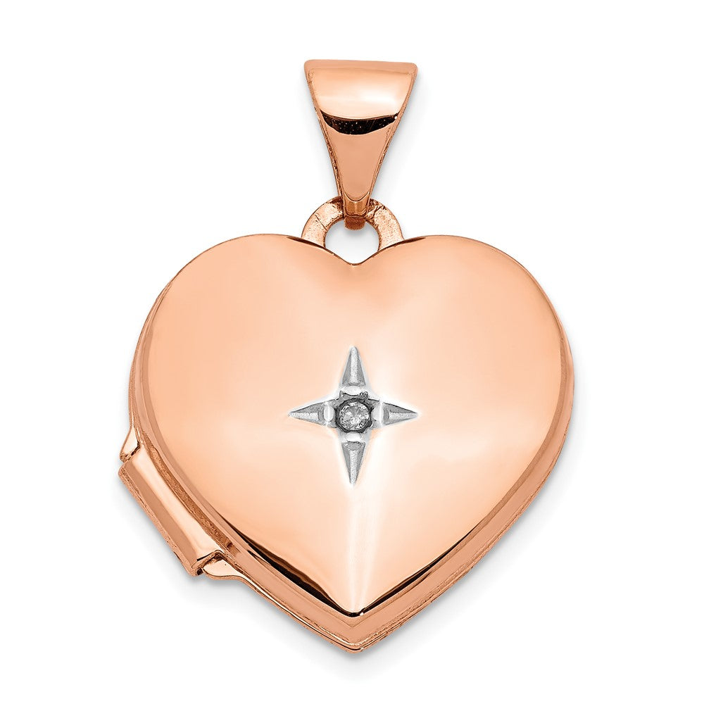 14K Roségold 14K Roségold Diamant Poliert 15mm Herz Medaillon