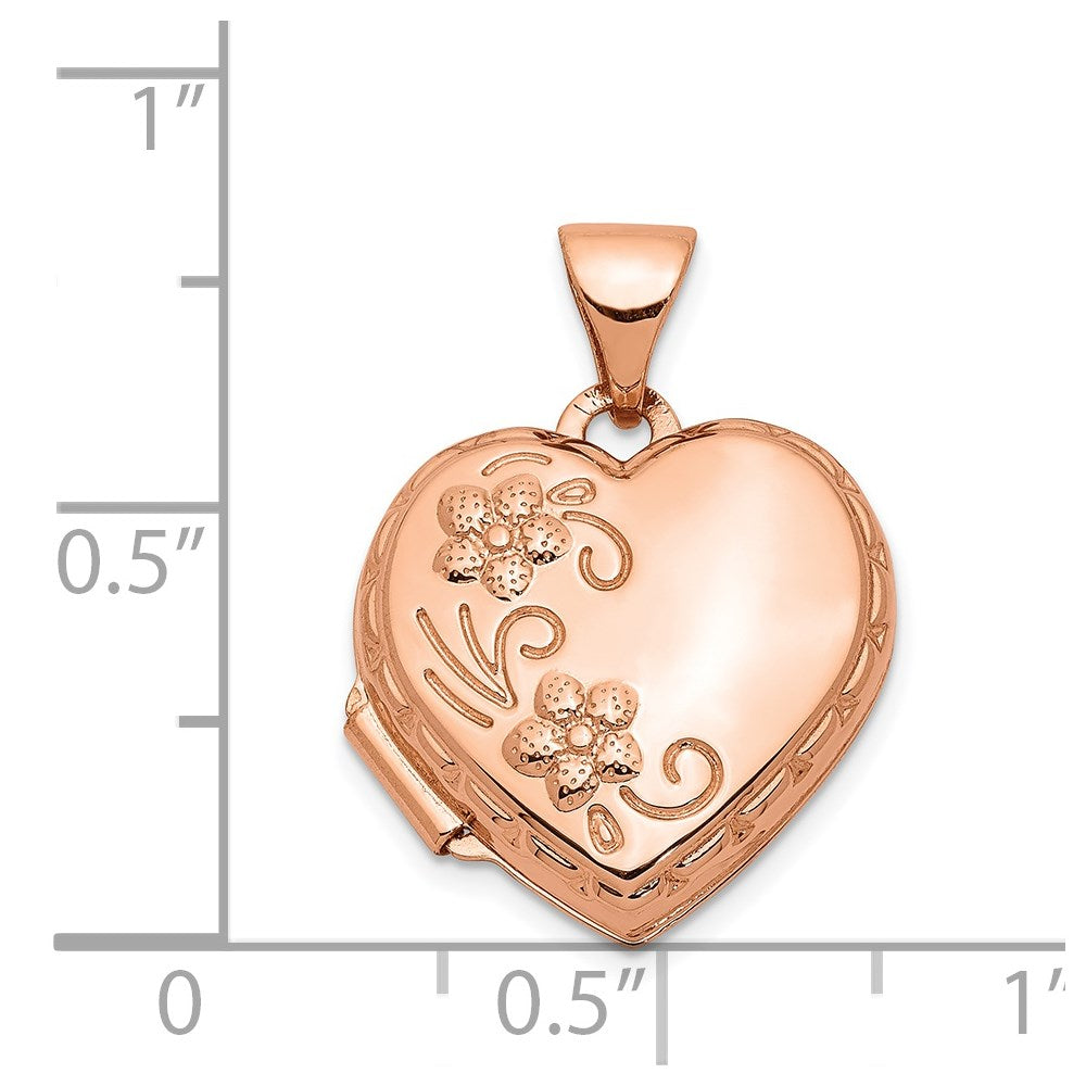 14K Roségold 14K Roségold 15mm Wendbar Herz Medaillon