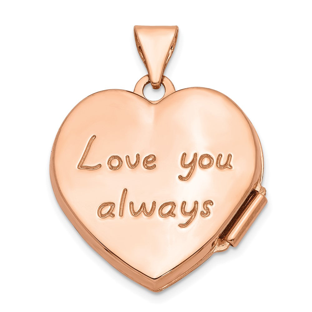 14K Roségold 14K Roségold 18mm Scrolled Liebe You Immer Herz Medaillon