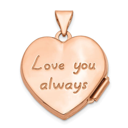 14K Roségold 14K Roségold 18mm Scrolled Liebe You Immer Herz Medaillon