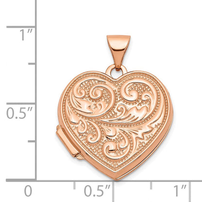 14K Roségold 14K Roségold 18mm Scrolled Liebe You Immer Herz Medaillon