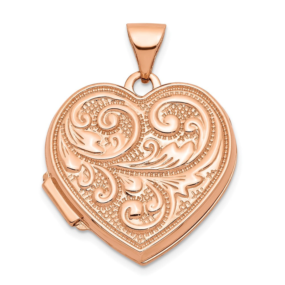 14K Roségold 14K Roségold 18mm Scrolled Liebe You Immer Herz Medaillon