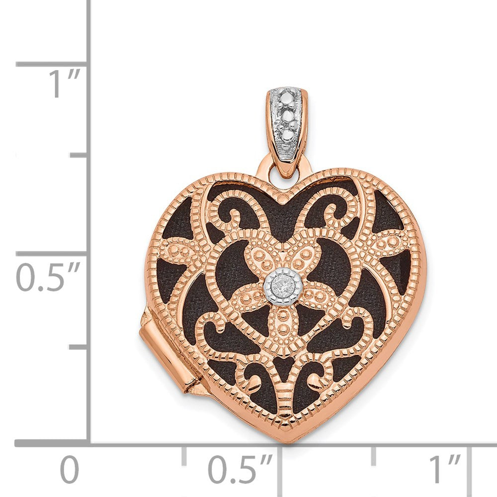 14K Roségold 14K Roségold mit Diamant Vintage 18mm Herz Medaillon