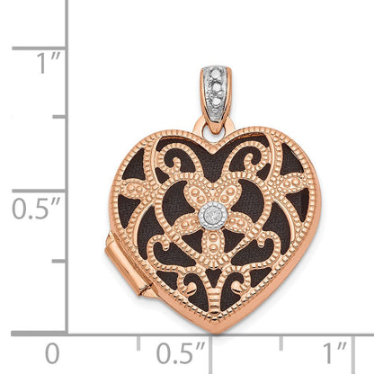 14K Roségold 14K Roségold mit Diamant Vintage 18mm Herz Medaillon