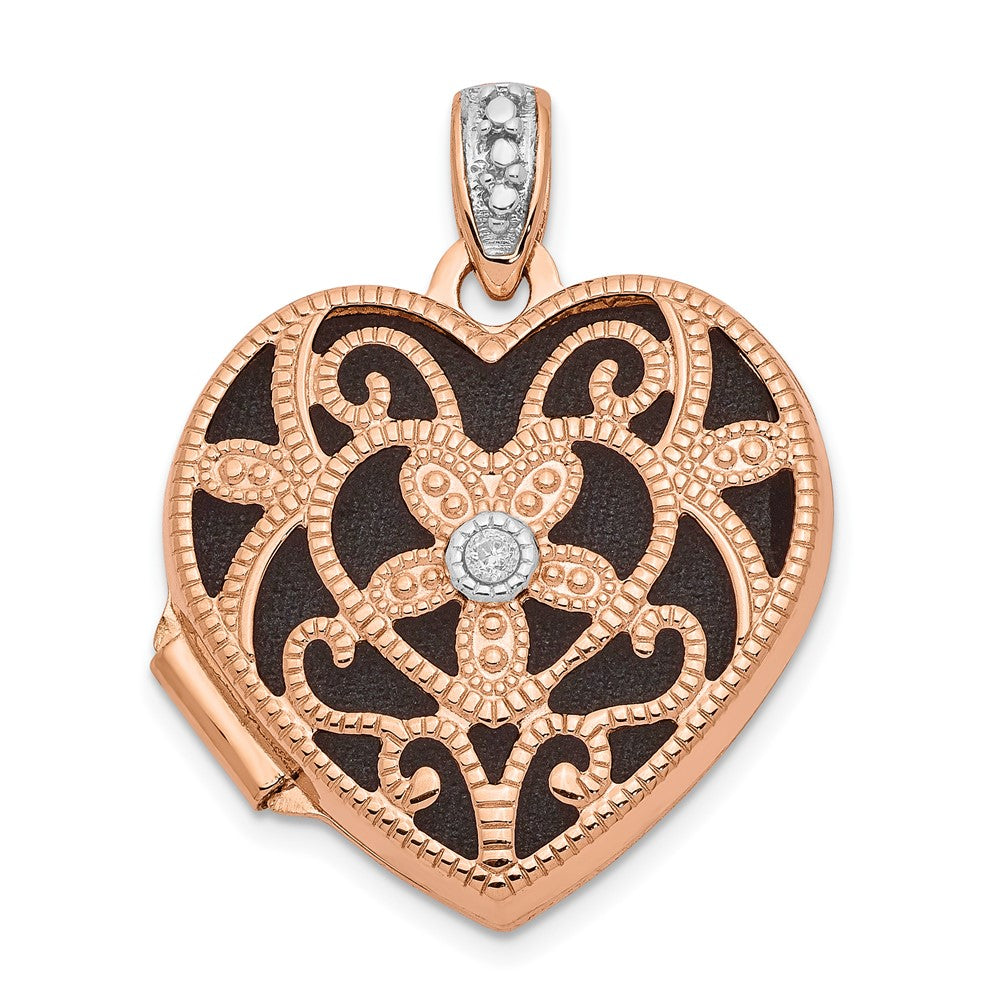 14K Roségold 14K Roségold mit Diamant Vintage 18mm Herz Medaillon
