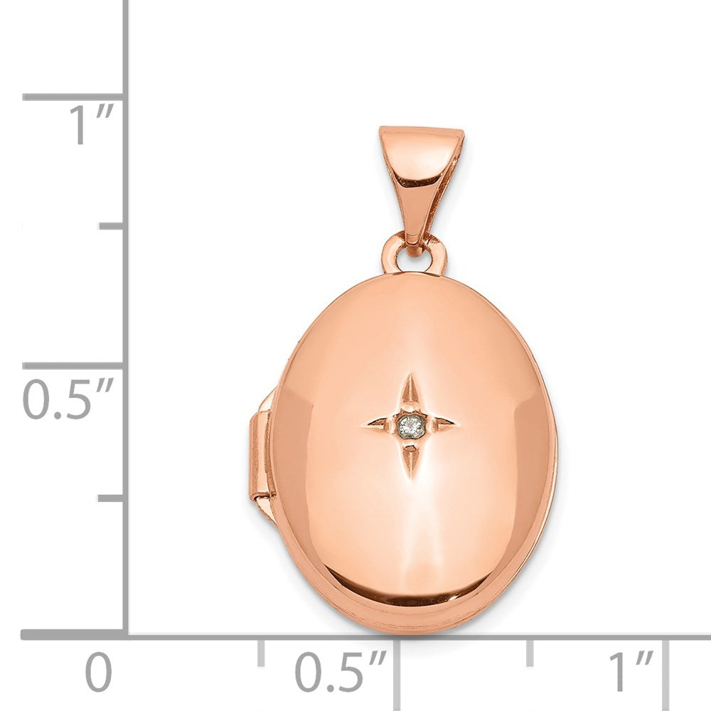 14K Roségold 14K Roségold 17mm Diamant Oval Medaillon