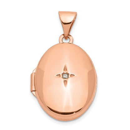 14K Roségold 14K Roségold 17mm Diamant Oval Medaillon