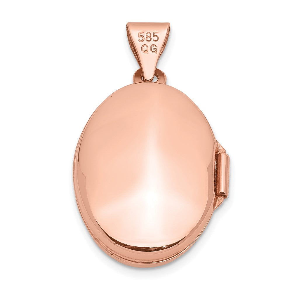 14K Roségold 14K Roségold Poliert 17mm Schlicht Oval Medaillon