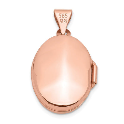 14K Roségold 14K Roségold Poliert 17mm Schlicht Oval Medaillon