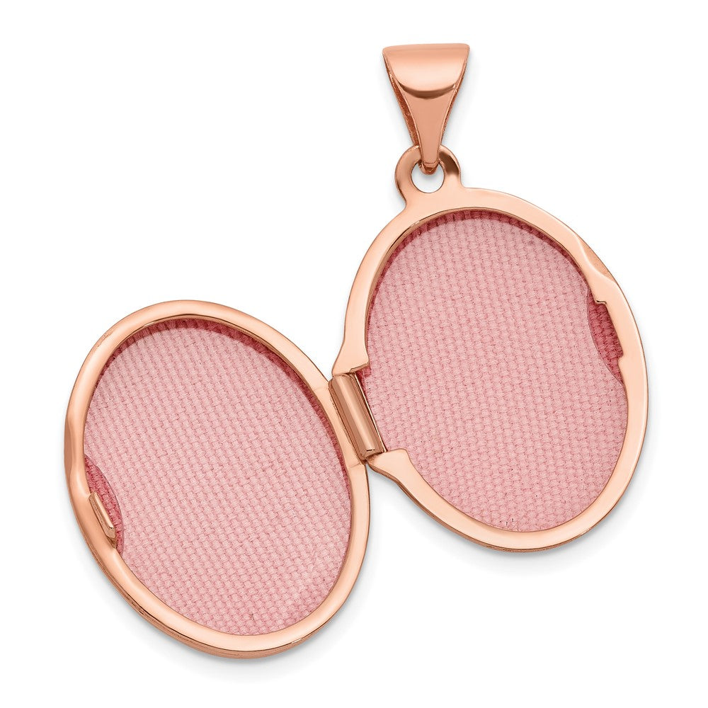 14K Roségold 14K Roségold Poliert 17mm Schlicht Oval Medaillon
