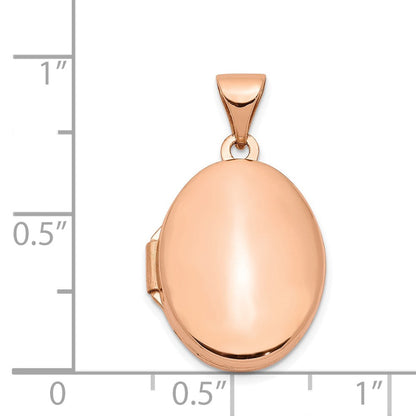 14K Roségold 14K Roségold Poliert 17mm Schlicht Oval Medaillon