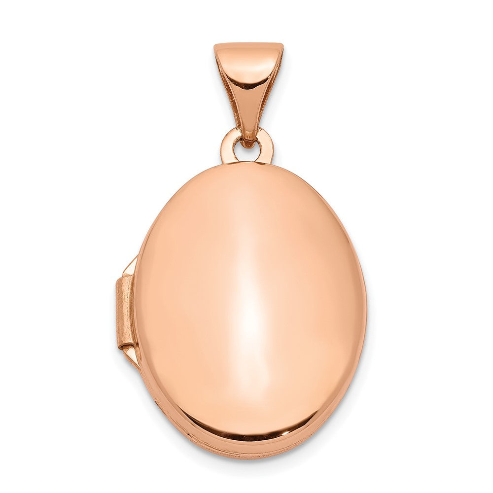 14K Roségold 14K Roségold Poliert 17mm Schlicht Oval Medaillon
