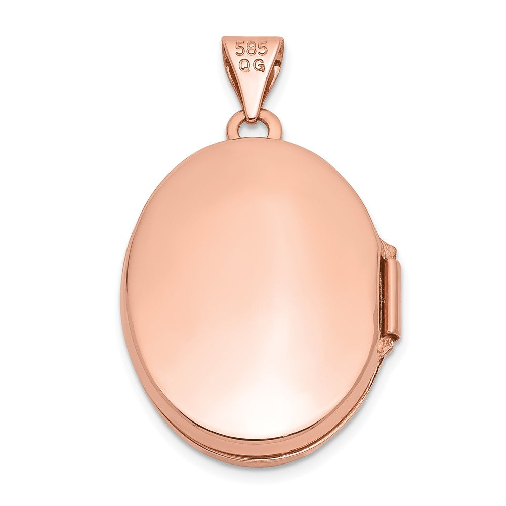 14K Roségold 14K Roségold mit Diamant & Schwarz Stoff Vintage 21mm Oval Medaillon
