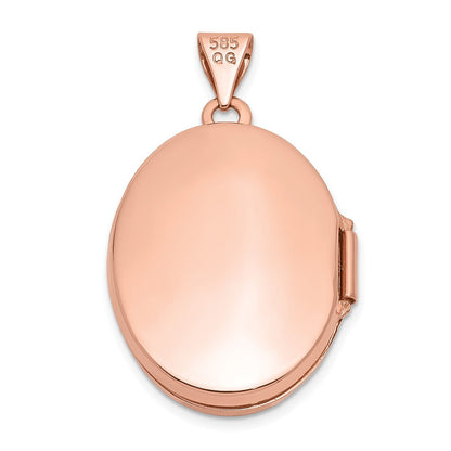 14K Roségold 14K Roségold mit Diamant & Schwarz Stoff Vintage 21mm Oval Medaillon