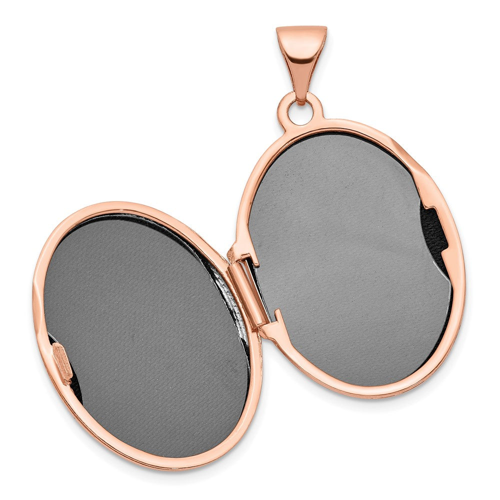 14K Roségold 14K Roségold mit Diamant & Schwarz Stoff Vintage 21mm Oval Medaillon