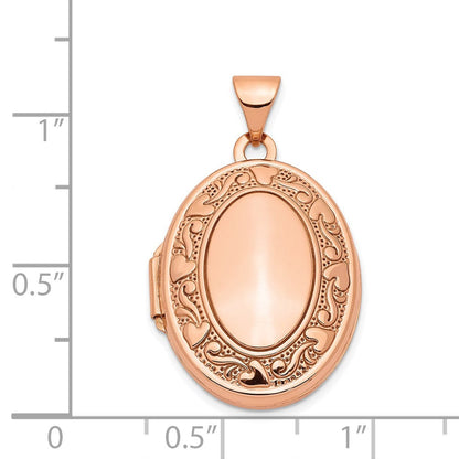 14K Roségold 14K Roségold Herz Design Rand 21mm Oval Medaillon