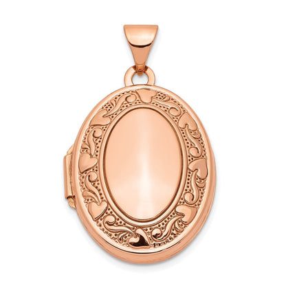 14K Roségold 14K Roségold Herz Design Rand 21mm Oval Medaillon