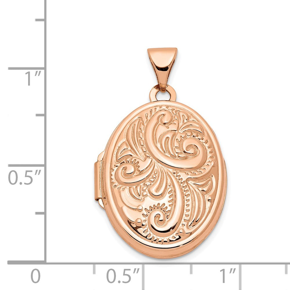 14K Roségold 14K Roségold Ranke Design 21mm Oval Medaillon