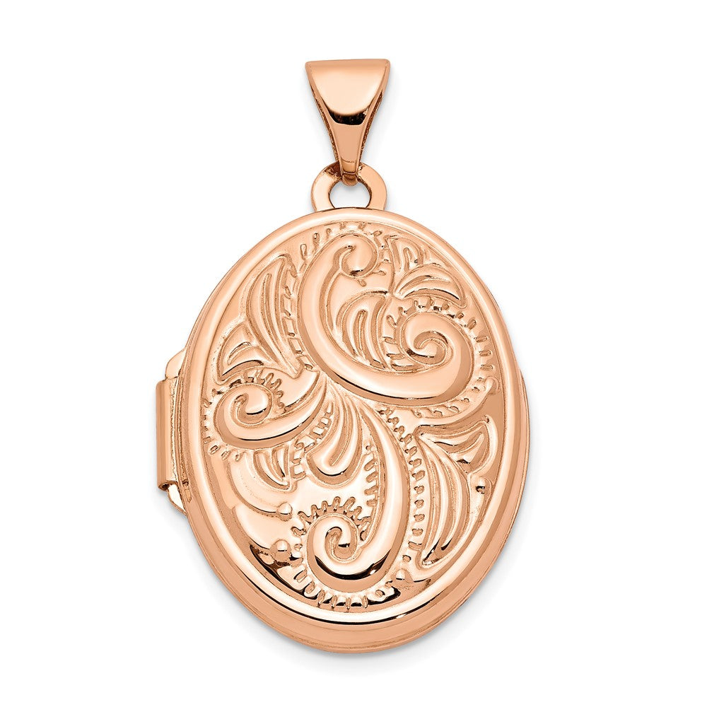 14K Roségold 14K Roségold Ranke Design 21mm Oval Medaillon