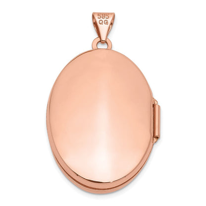 14K Roségold 14K Roségold Poliert 26mm Gewölbt Oval Medaillon