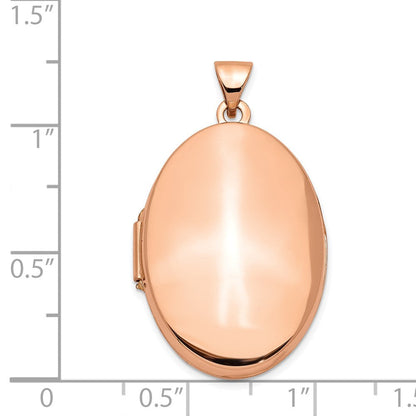 14K Roségold 14K Roségold Poliert 26mm Gewölbt Oval Medaillon