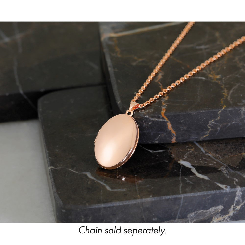 14K Roségold 14K Roségold Poliert 26mm Gewölbt Oval Medaillon