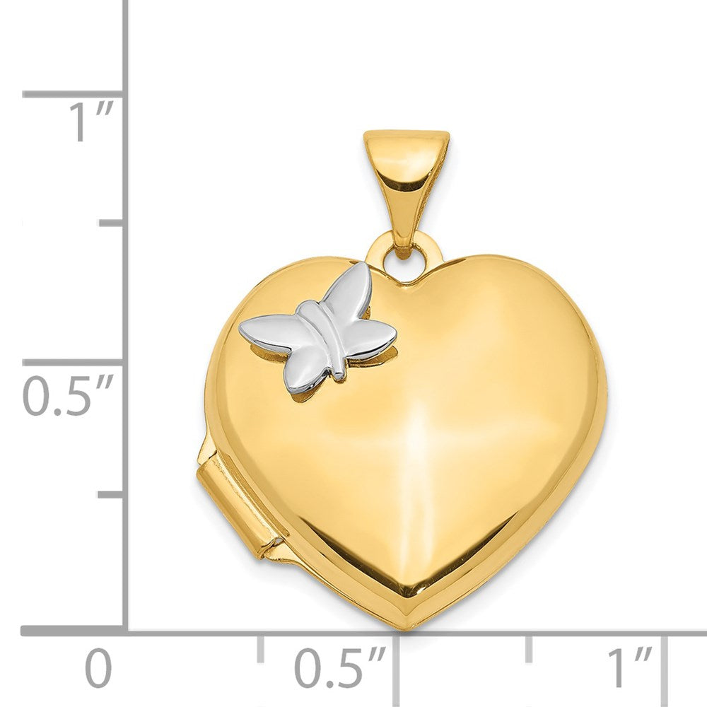 14K Bicolor 14K Bicolor 18mm Schmetterling Herz Medaillon