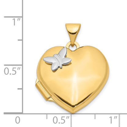 14K Bicolor 14K Bicolor 18mm Schmetterling Herz Medaillon