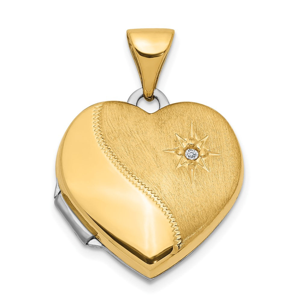 14K Bicolor 14K Bicolor 15mm Wendbar Diamant Herz Medaillon