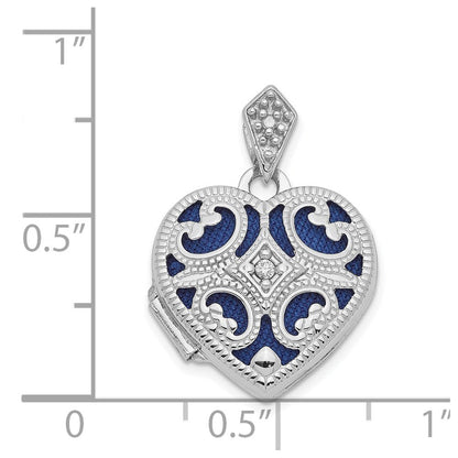 14K Weißgold 14K Weißgold Diamant Vintage 15mm Herz Medaillon