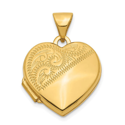 14K Gelbgold 14K 15mm Halb Ranke Design Herz Medaillon