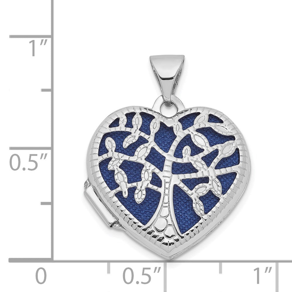 14K Weißgold 14K Weißgold 18mm Baum Herz Medaillon