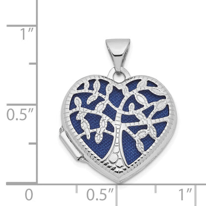 14K Weißgold 14K Weißgold 18mm Baum Herz Medaillon