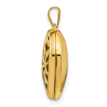 14K Gelbgold 14K 18mm Baum Herz Medaillon
