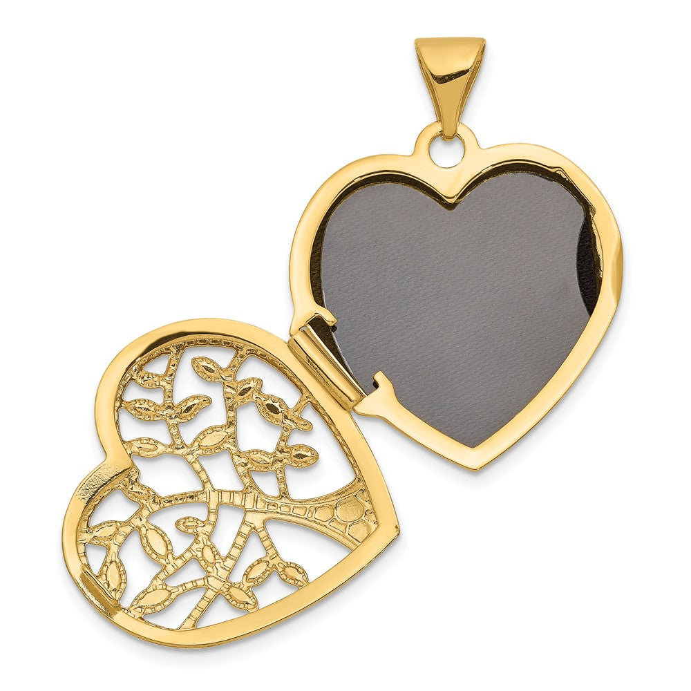 14K Gelbgold 14K 18mm Baum Herz Medaillon